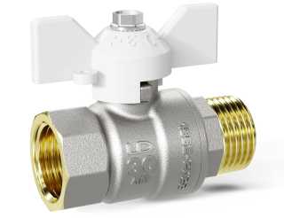 Кран шаровой LD PRIDE W 3/4" Вн.-Нр. бабочка (белый)